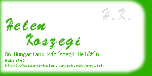 helen koszegi business card